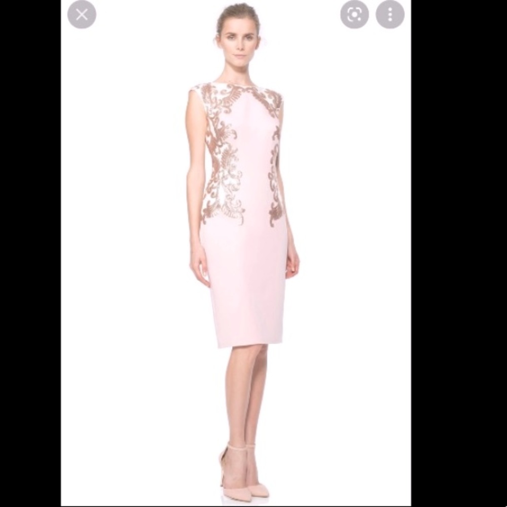 Stunning Sz Medium Tadashi Shoji Milana Embellished Neoprene Pink & White Dress